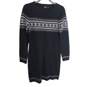 Neve Woman's Size M Sweater Dress Merino Wool Polyester Blend Nordic Fairisle